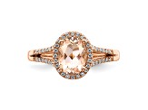 14K Rose Gold Morganite Diamond Halo Engagement Ring 1.25ctw