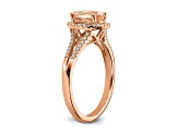 14K Rose Gold Morganite Diamond Halo Engagement Ring 1.25ctw