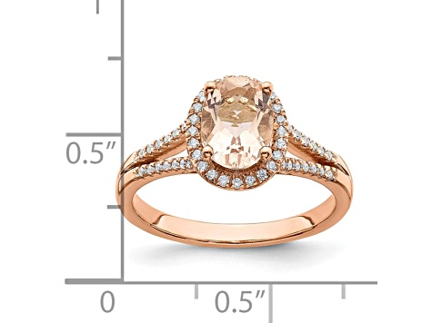 14K Rose Gold Morganite Diamond Halo Engagement Ring 1.25ctw