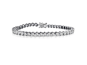 Rhodium Plated over Brass with Clear Cubic Zirconia Bezel-set Bracelet