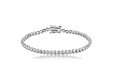 Clear Cubic Zirconia, Rhodium Plated over Brass Bezel-set Clear Cubic Zirconia, Rhodium Plated over Brass Bezel-set