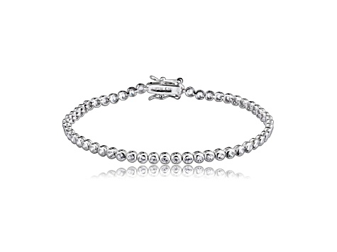 Rhodium Plated over Brass with Clear Cubic Zirconia Bezel-set Bracelet