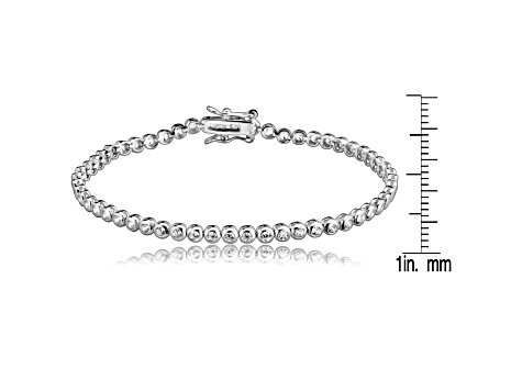 Rhodium Plated over Brass with Clear Cubic Zirconia Bezel-set Bracelet