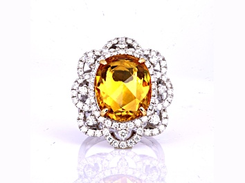 Picture of 8.33 Ctw Yellow Sapphire and 2.28 Ctw Diamond Ring in 18K WG