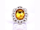 8.33 Ctw Yellow Sapphire and 2.28 Ctw Diamond Ring in 18K WG