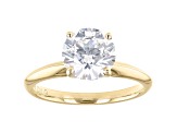 Round White Lab-Grown Diamond 14kt Yellow Gold Knife Edge Solitaire Ring 2.00ctw