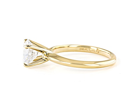 Round White Lab-Grown Diamond 14kt Yellow Gold Knife Edge Solitaire Ring 2.00ctw