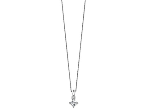 Rhodium Over Sterling Silver Polished Fancy Cubic Zirconia Link With 2 Inch Extension Necklace