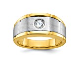 10K Two-tone Yellow and White Gold Men's Polished and Satin Diamond Ring 0.25ctw