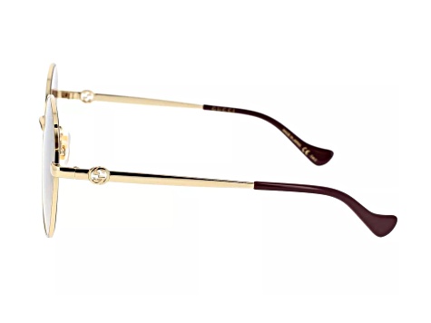 Gucci Gold Frame Sunglasses with Burgundy Lenses Gucci Gold Tone and Burgundy Rectangular Black Frame  main image 4