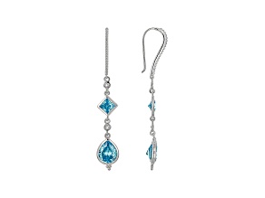 Judith Ripka 9ctw Pear and Square Sky Blue Bella Luce Rhodium Over Silver Dangle Earrings