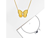 1/5 CT TGW Created White Sapphire Butterfly Necklace in Yellow Plated Sterling Silver, 17"