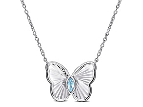 0.16ctw Sky Blue Topaz Butterfly Necklace in Sterling Silver, 17"
