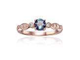 Lab Created Alexandrite with Moissanite Accents 14K Rose Gold Over Sterling Silver Ring, 0.89ctw