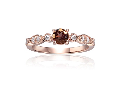 Lab Created Alexandrite with Moissanite Accents 14K Rose Gold Over Sterling Silver Ring, 0.89ctw