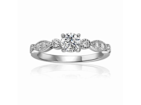 Moissanite Sterling Silver Ring, 0.74ctw