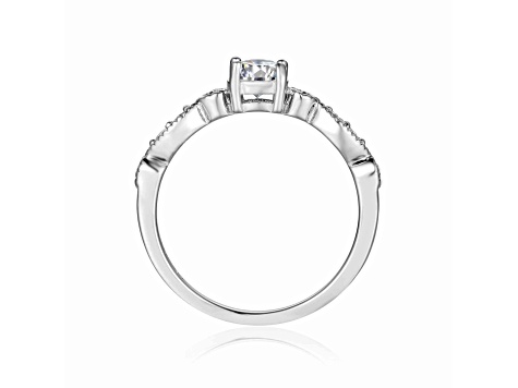 Moissanite Sterling Silver Ring, 0.74ctw