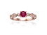 Ruby with Moissanite Accents 14K Rose Gold Over Sterling Silver Ring, 0.74ctw