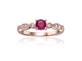 Ruby with Moissanite Accents 14K Rose Gold Over Sterling Silver Ring, 0.74ctw
