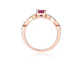 Ruby with Moissanite Accents 14K Rose Gold Over Sterling Silver Ring, 0.74ctw