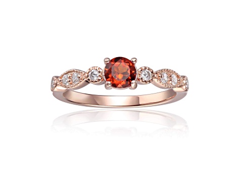 Spessartite with Moissanite Accents 14K Rose Gold Over Sterling Silver Ring, 0.89ctw