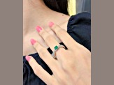 Emerald with White Sapphire Accents Sterling Silver Tapered Shoulder Ring, 1.26ctw