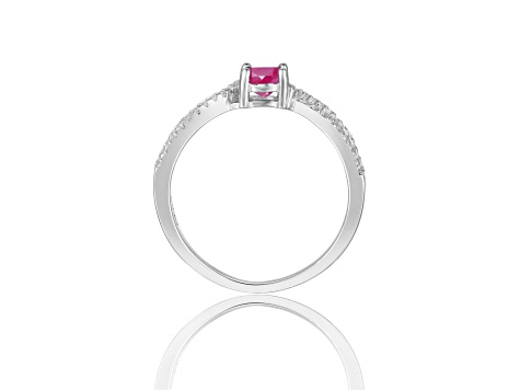 Ruby with White Sapphire Accents Sterling Silver Tapered Shoulder Ring, 1.39ctw