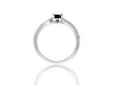 Blue Sapphire with White Sapphire Accents Sterling Silver Tapered Shoulder Ring, 1.39ctw