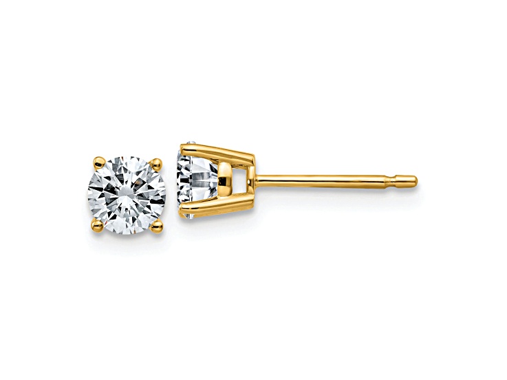 14K Yellow Gold 3/4ct. 4.5mm Round G H I True Light Moissanite Earrings