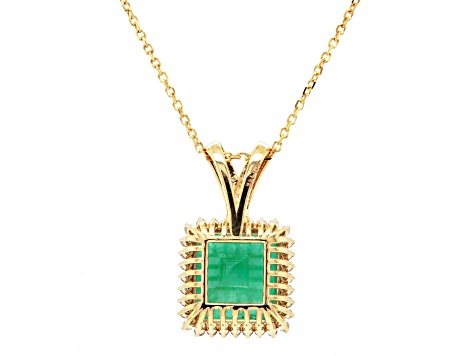 6.70 Ctw Emerald and 0.31 Ctw White Diamond Pendant in 14K YG