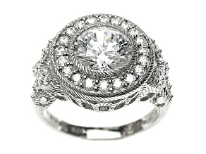 Judith Ripka 4.01ctw Bella Luce Diamond Simulant Rhodium Over Sterling Silver Statement Halo Ring
