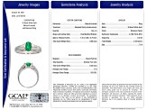 Oval Green Emerald and White Diamond 18K White Gold Ring. 1.32 CTW