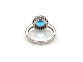 Round Swiss Blue Topaz and Cubic Zirconia Rhodium Over Sterling Silver Ring