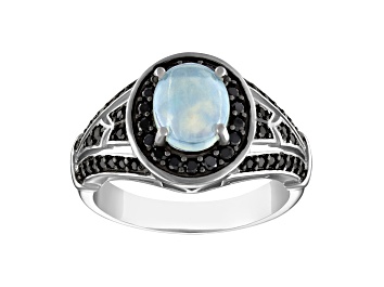 Picture of Opal and Black Spinel Sterling Silver Ring 2.12 ctw