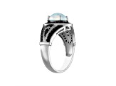 Opal and Black Spinel Sterling Silver Ring 2.12 ctw