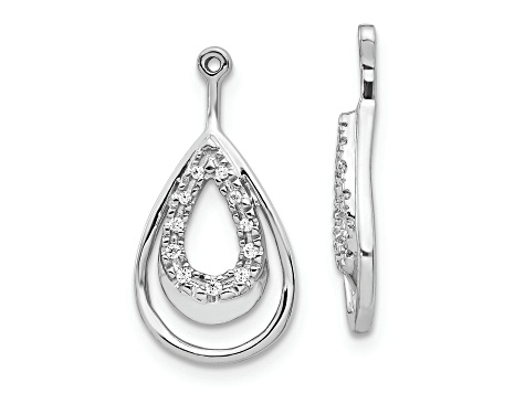 Rhodium Over 10k White Gold Double Teardrop Diamond Earring Jackets