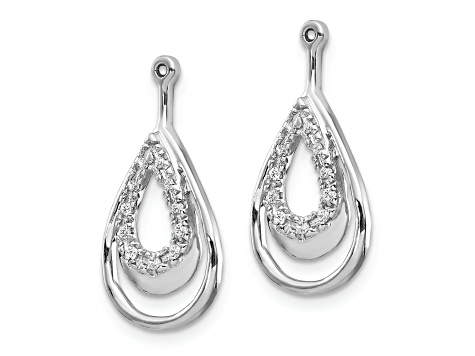 Rhodium Over 10k White Gold Double Teardrop Diamond Earring Jackets