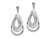 Rhodium Over 10k White Gold Double Teardrop Diamond Earring Jackets