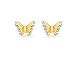 9ct Yellow & White Gold Butterfly Stud Earrings – Real Gold, No Stone, Classic Style
