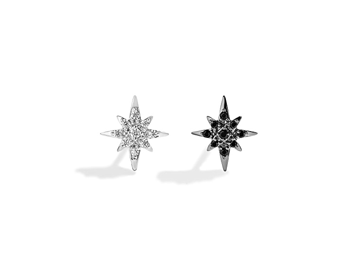 GUARDIANS OF LIGHT WOMEN'S EARRINGS 1/5 CT.TW. Black and White Diamonds, Sterling Silver