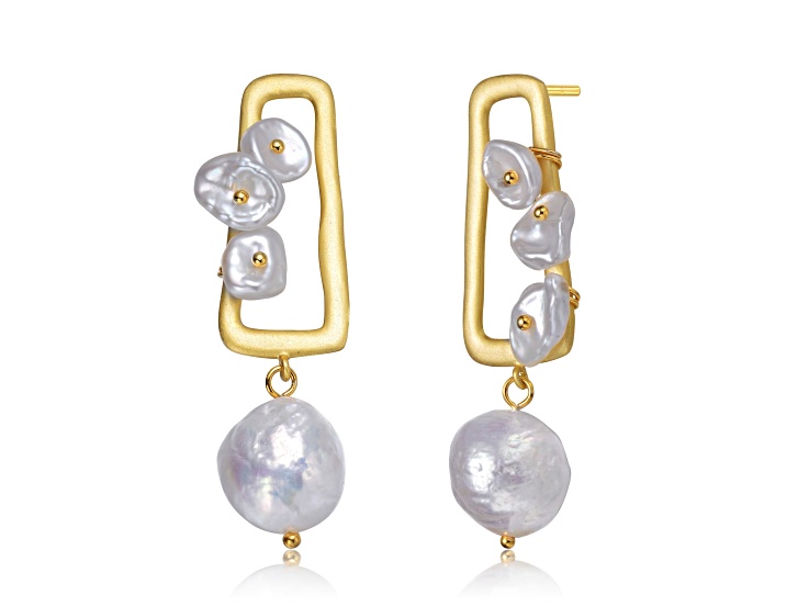 ピアス [LLOYD] Freshwater Pearl Long-Drop Gold & Silver Earrings LLOYD] Freshwater Pearl Long-Drop Gold & Silver Earrings