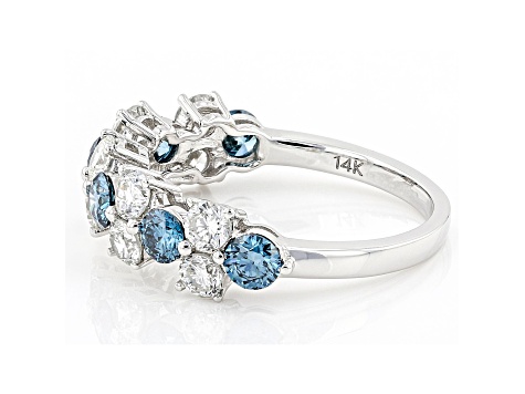 2.00ctw Blue and White Lab-Grown Diamond 14kt White Gold Ring