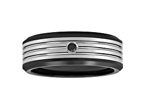 Tungsten Comfort™ .05ctw Diamond Tungsten 8MM Black Ion Plated Striped Band