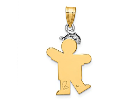 14k Yellow Gold and 14k White Gold Satin Boy with Cap on Left Diamond pendant