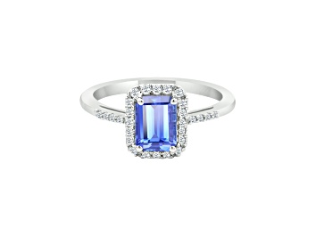 Picture of 14K White Gold Octagon Tanzanite and Diamond Ring, 1.51ctw