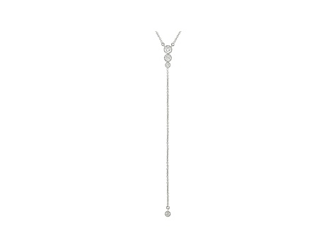 White Lab-Grown Diamond 14K White Gold Lariat Necklace 0.50ctw