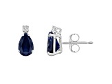 7x5mm Pear Shape Sapphire with Diamond Accents 14k White Gold Stud Earrings