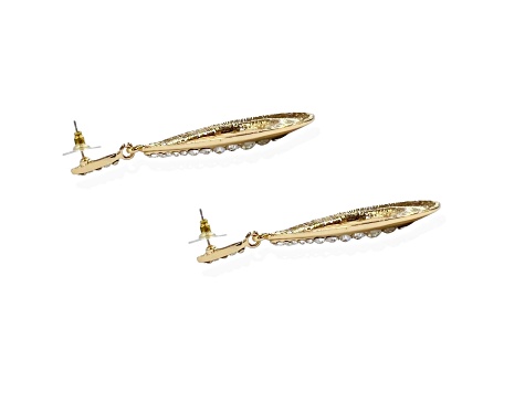 Off Park® Collection, Gold-Tone Open Center Teardrop Shape Clear Crystal Earrings.