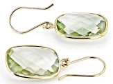 Green Prasiolite 14k Yellow Gold Dangle Earrings 18.00ctw