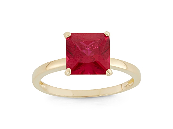 Princess Cut Lab Created Ruby 10K Yellow Gold Ring 2.90ctw - 137K9A | JTV